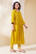 Mustard Yellow Viscose Blend Flared Kurta image number 4
