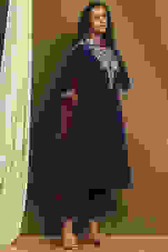 Purple Embroidered Kalidar Suit Set image number 5