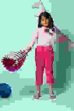 Pink Cotton Blend Capris image number 0