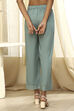 Dull Blue Solid Straight Palazzo image number 4