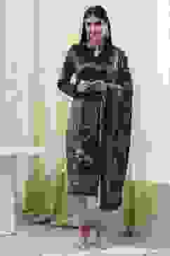 Petrol Blue Polyester Straight Printed Kurta Slim Pant Suit Set image number 6