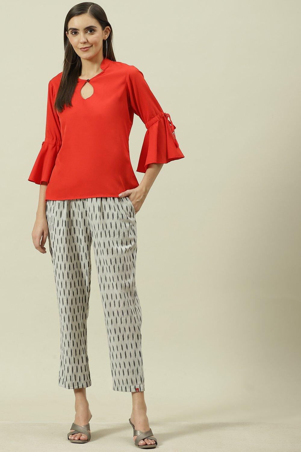 Off White Cotton Narrow Pant image number 5