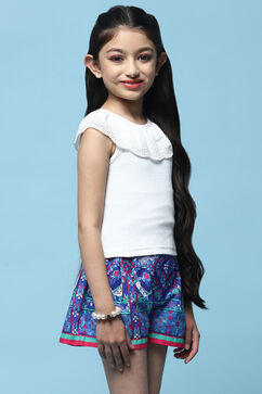 White Sleeveless Top With Schiffli Lace Detail image number 4
