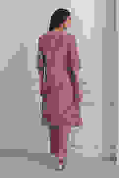 Lavender Floral Printed Straight Kurta Set image number 4