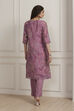 Lavender Floral Printed Straight Kurta Set image number 4
