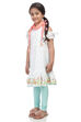 White Straight Cotton Kurta Churidar Suit Set image number 3