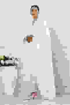 Cream-Toned Cotton Schiffli Straight Suit Set image number 2