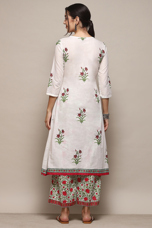 White Voile A-Line Kurta Palazzo Suit Set image number 5