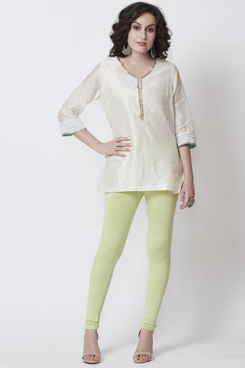 Moss Green Viscose Lycra Solid Leggings image number 4