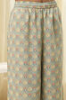 Sage Green Pure Cotton Floral Kalidar Suit Set image number 2
