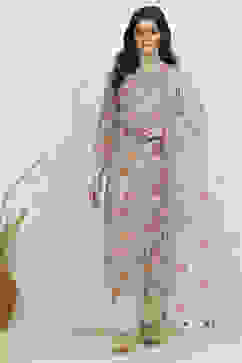 Metallic Cotton Digital Print Unstitched Suit Set image number 7