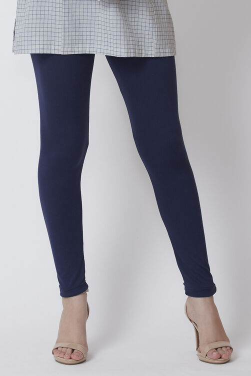 Moss Green Viscose Lycra Solid Leggings image number 3