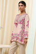 Off-White-Pink Modal Blend Straight Printed Short Kurta image number 2