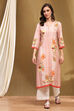 Grey Floral Block-Printed Regular Fit Straight Kurta image number 5