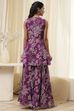Green Cotton Floral Peplum Suit Set image number 4