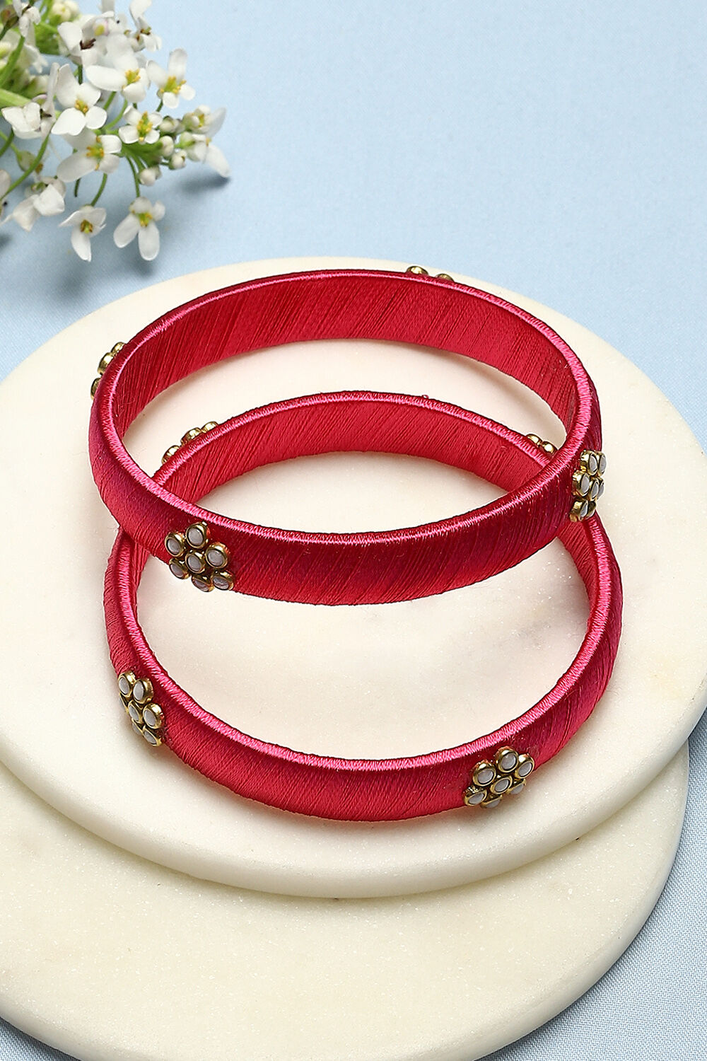 Pink Plastic & Thread Bangles image number 0