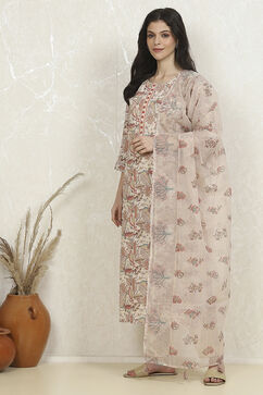 Military Green Cotton Unstitched Suit Set image number 4