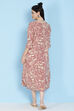 Mauve Cotton Flax Printed Kurta Dress image number 5