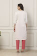 White Embroidered Yoke Design Straight Kurta image number 3