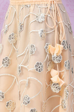 Off White Art Silk Layered Lehenga Set image number 2