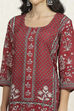 Green-Maroon Cotton Unstitched Suit Set image number 8