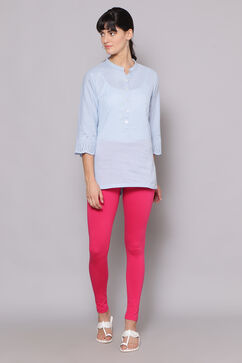 Fuschia Cotton Blend Solid Churidar image number 3