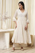 Off-White Cotton Embroidered Gathered Suit Set image number 6