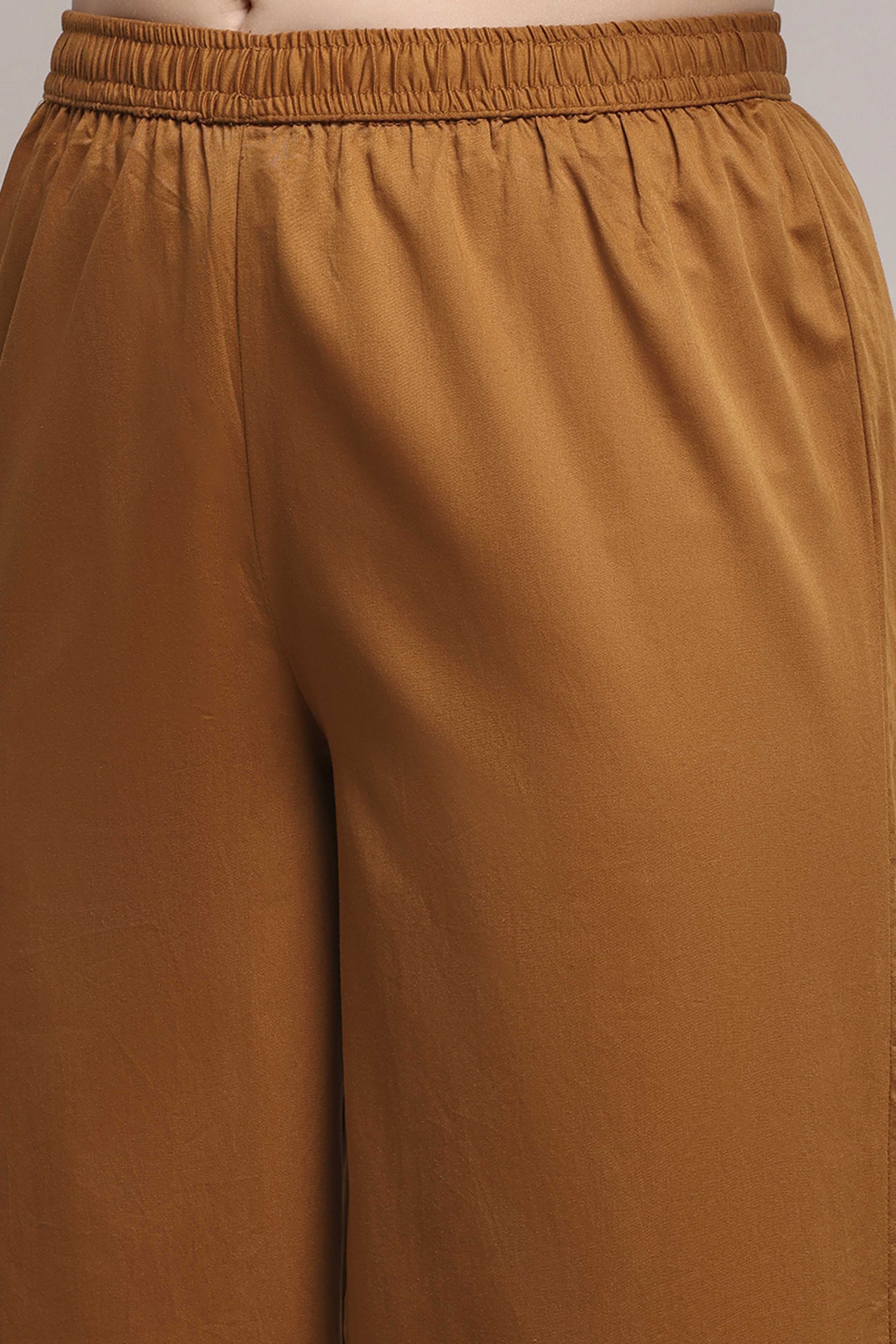 Copper Cotton Tissue Gathered Dyed Suit Set image number 2