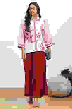 Maroon Viscose Solid Straight Palazzo image number 0