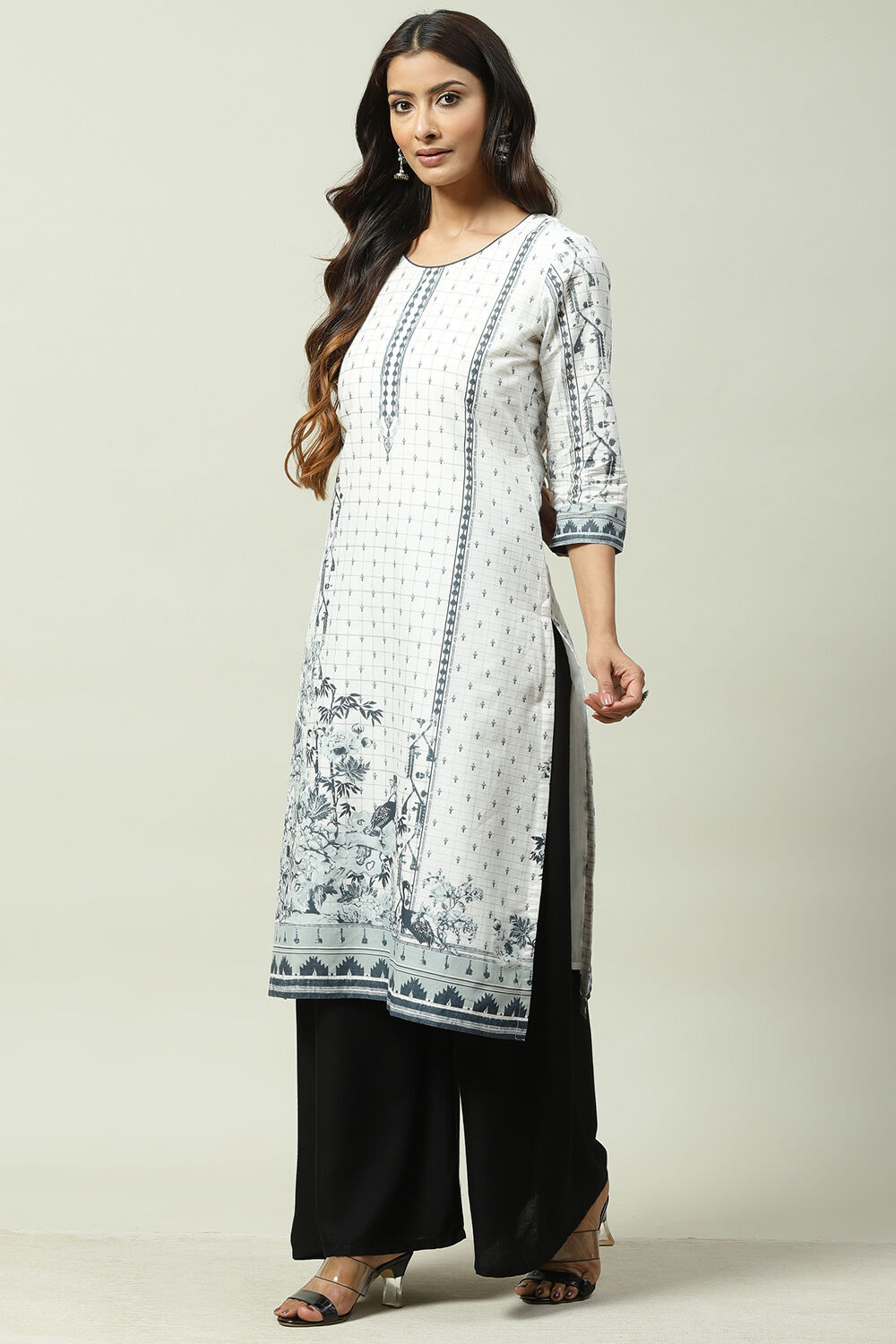 White Cotton Straight Kurta image number 2