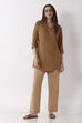 Beige Cotton Relaxed Dyed Pants image number 7