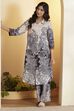 Blue Viscose Rayon Paisley Printed Straight Kurta Set image number 0