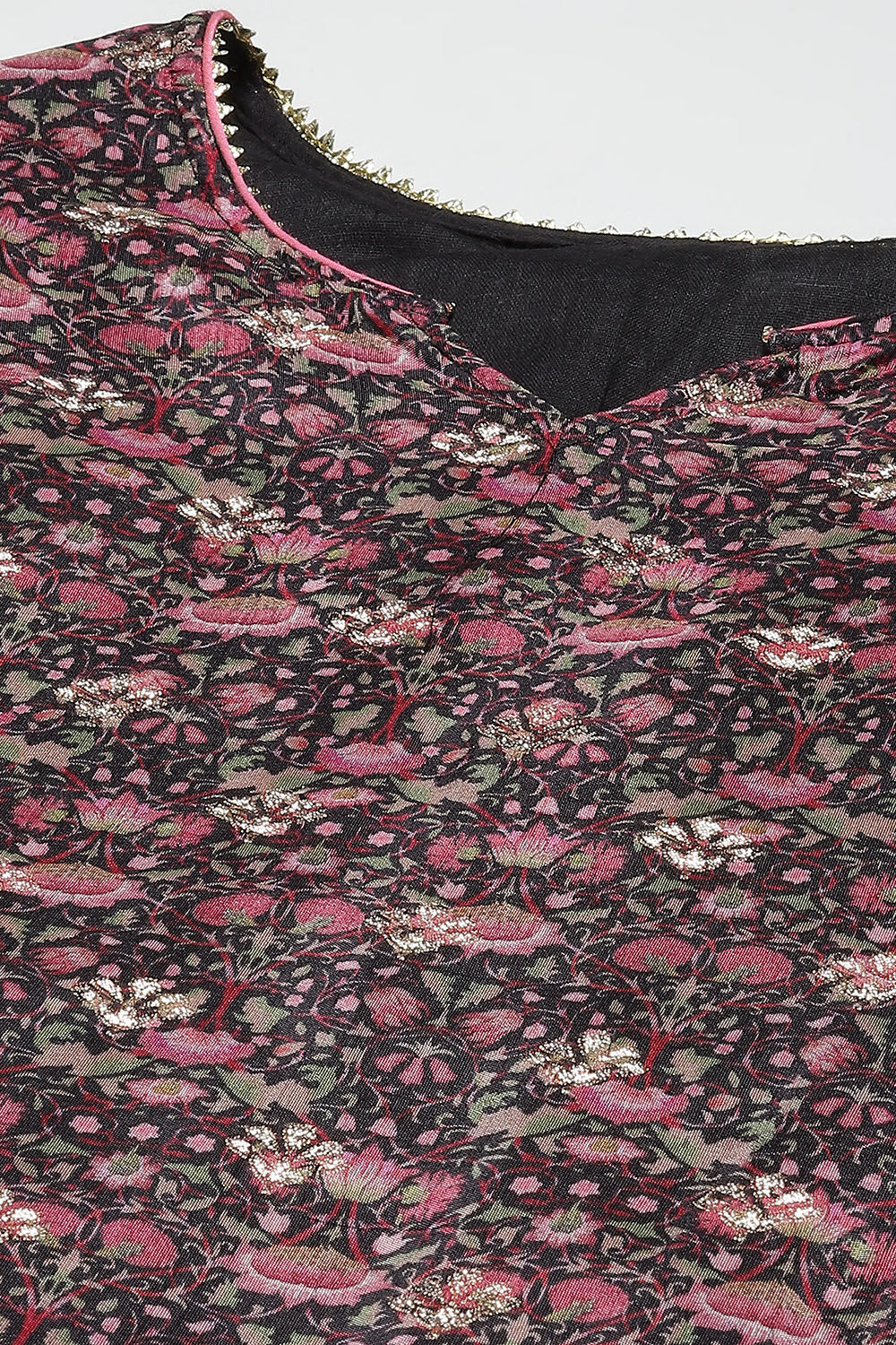 Black Crepe Unstitched Suit Set image number 1