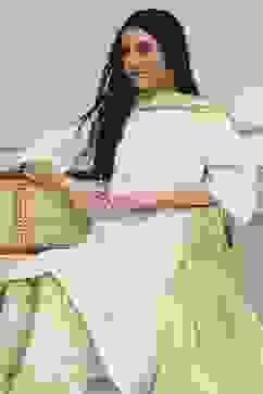 Green Cotton Straight Suit Set image number 0