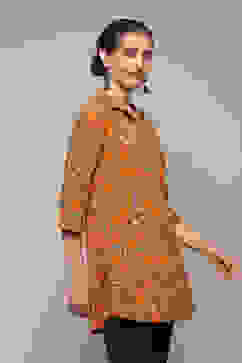 Mustard LIVA Straight Printed Top image number 4