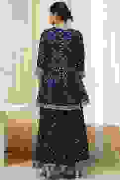 Teal Blue Georgette Embroidered Peplum Suit Set image number 5