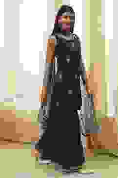 Blue Embroidered Straight Suit Set image number 5