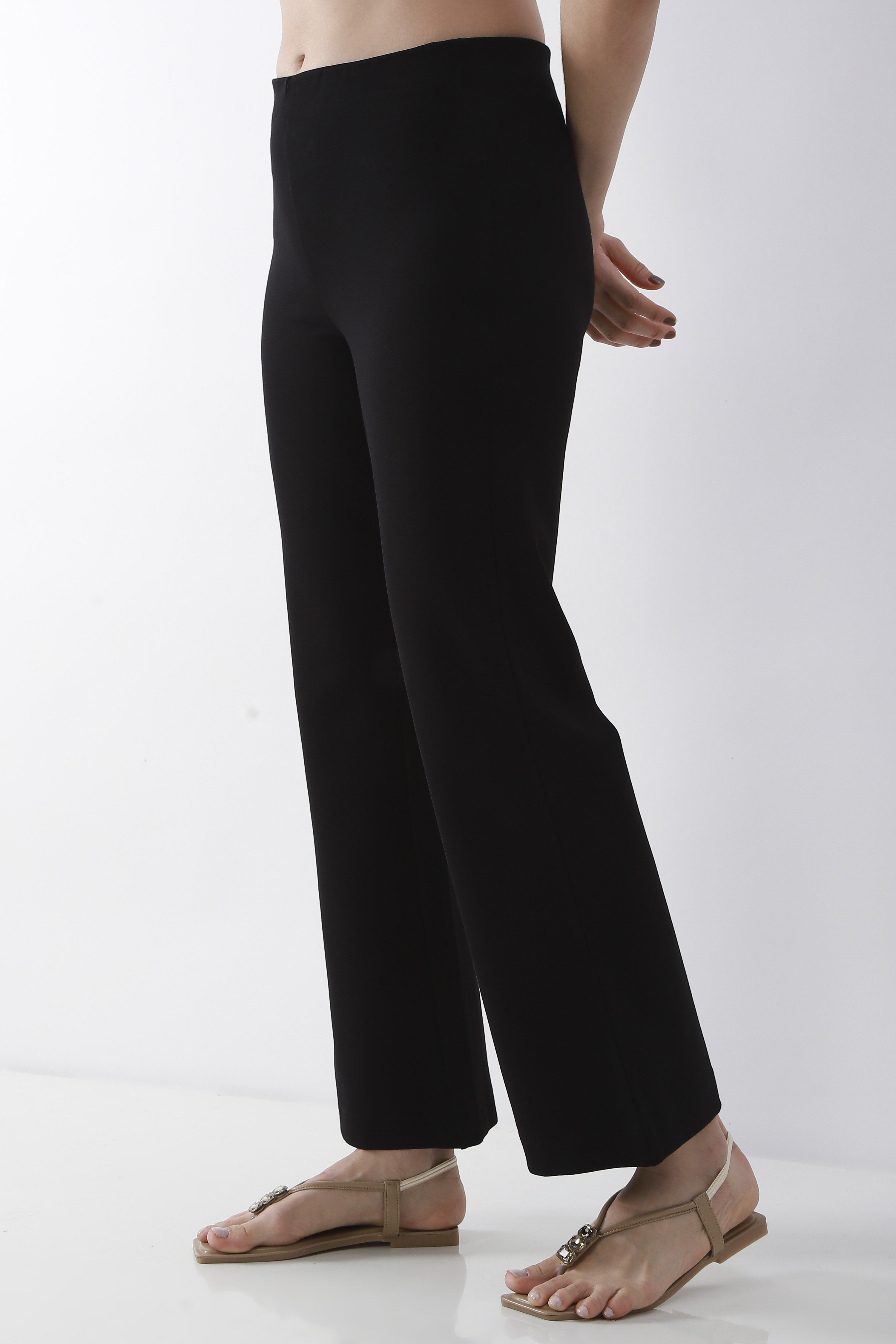 Olive Viscose Rayon Flared Pant image number 2