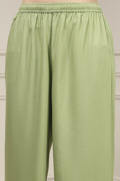Sage Green Viscose Rayon Straight Solid Suit Set image number 2