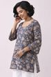 Blue Cotton A-Line Short Kurti image number 2