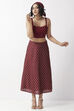 Maroon Art Silk Foil Printed Flared Skirt image number 0