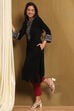 Black Acrylic Yarn-Dyed Winter wear Kurta image number 5