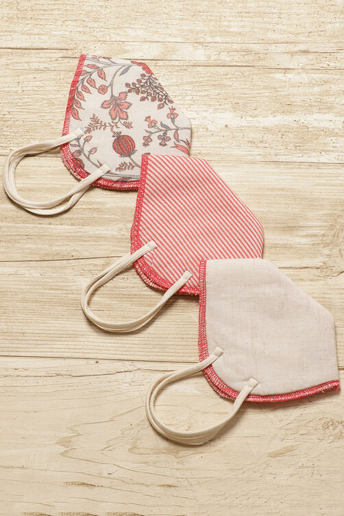 Multicolored Cotton Flax Printed Face Mask image number 0