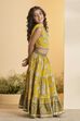 Yellow Cotton Floral Gathered Lehenga Set image number 5