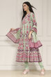Light Pink Cotton Printed Anarkali Suit Set image number 3