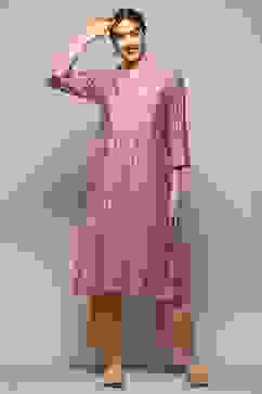 Pink Poly Viscose Straight Printed Kurta image number 5