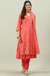 Coral Printed Layered Kurta Churidar Suit Set