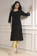 Black Metallic Pattern Straight Kurta