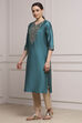 Burnt Orange Viscose Blend Solid Straight Kurta image number 2