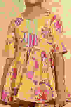 Yellow Cotton Printed Kalidar Sharara Suit Set image number 1